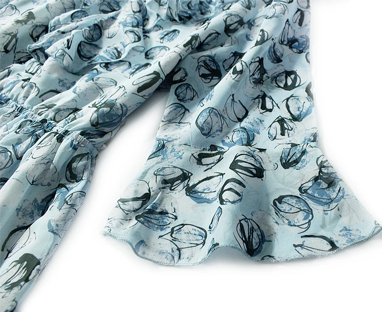 Летнее женское шелковое платье с v образным вырезом Двухслойное средней длины