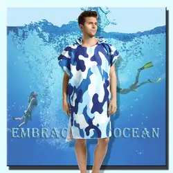 Океан Камуфляж Печать изменение халат спортивные Полотенца модные уличные с капюшоном для взрослых пляжное полотенце-пончо Для женщин