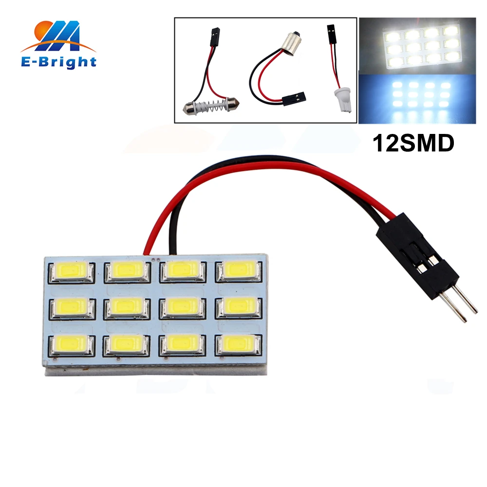 

4pcs Promotion T10 12 LED 5730 SMD Light Panel Board Pure White Car Auto Interior Dome Reading Map BA9S Festoon Lamp Bulb DC12V