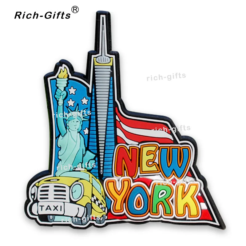 

Free Customized OEM/ODM Promotion Gifts With Your Logo Home Decoration PVC Fridge Magnets Souvenir New York 1000PCS/Lot (RC-US)