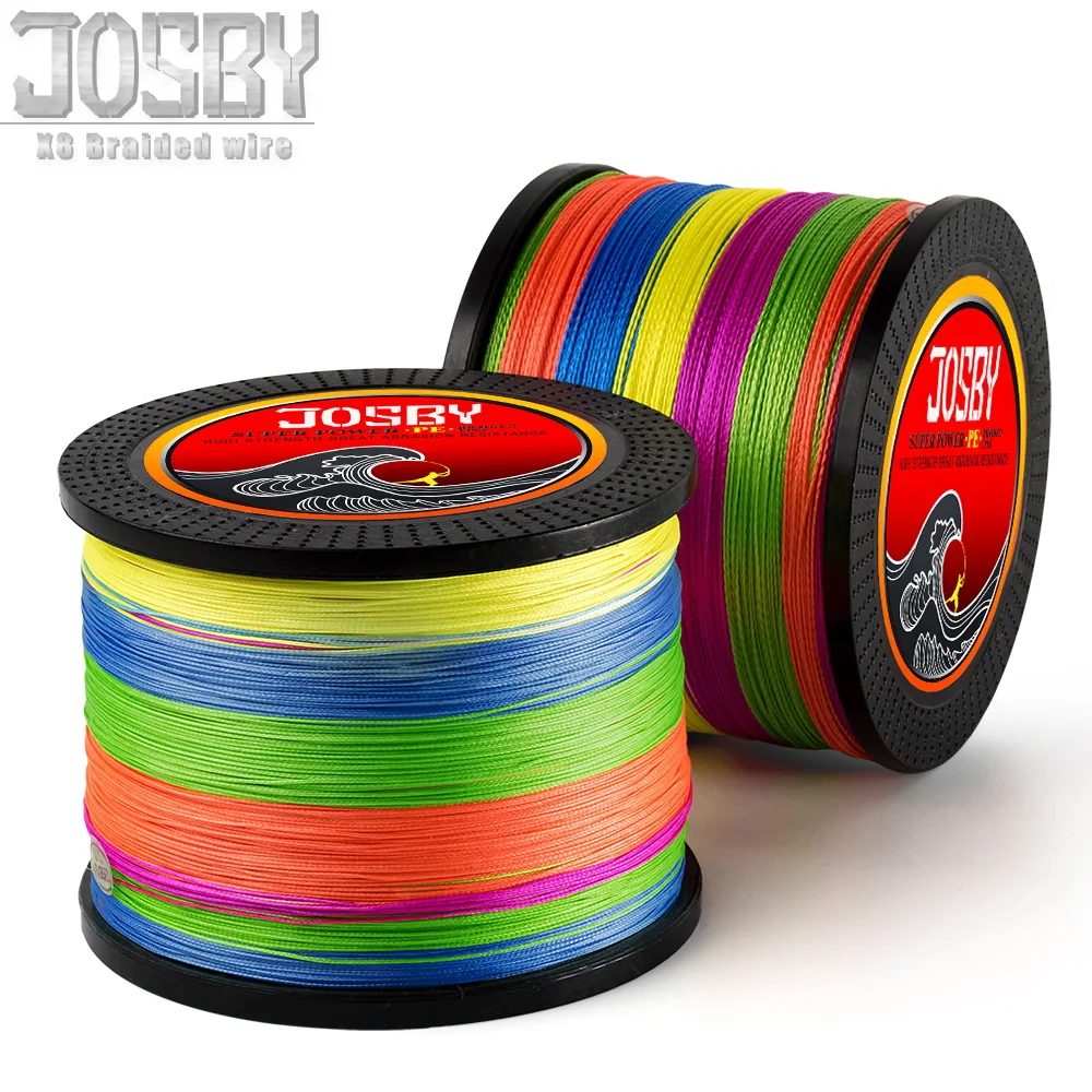 JOSBY 8 strands супер прочная леска 300 м 500 1000 PE плетеная рыболовная из ПЭ tresse для рыбалки
