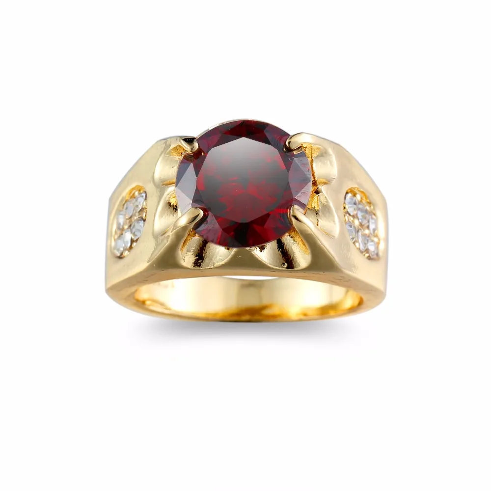 Золотые свадебные мужские кольца для мужчин, ювелирное кристаллическое кольцо с красным CZ камнем, мужские ювелирные изделия Aneis Anillos, распродажа, подарки на год
