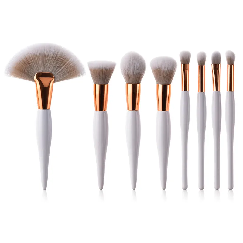 

Large Makeup Brush Set White Concealer Foundation Blush Powder Blending Cosmetic Make Up Brushes Eyeshadow Fan Highlighter Brush