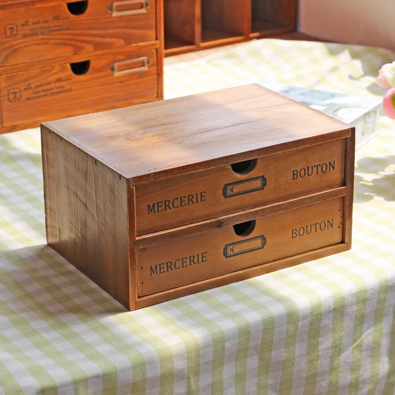 

High Quality Wooden Desktop Organizer Makeup Storage Box Home Sundries Case Jewelry Display Organizer Cosmetic Drawer Box