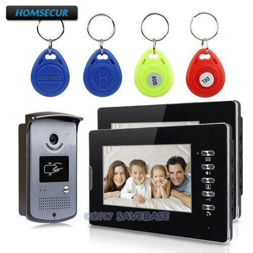 

HOMSECUR Wired Video Door Phone Intercom System 7" Color Monitor 700TVL Camera Keyfobs