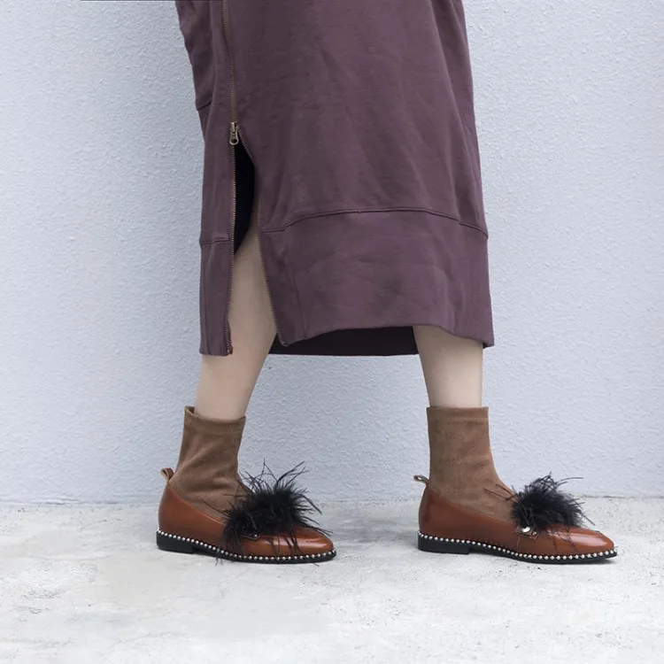 Г., Модные Дизайнерские Туфли-оксфорды из блестящей кожи на плоской подошве женские замшевые высокие сапоги в стиле пэчворк Осенняя обувь с отстегивающимся пером