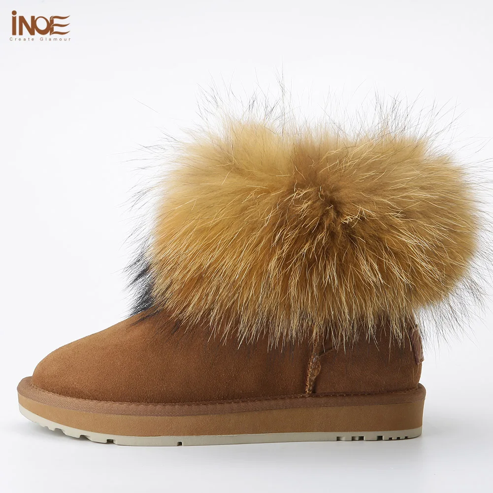 Женские зимние ботильоны из овечьей кожи с лисьим мехом|boots u2|boots leather for womenboots snow