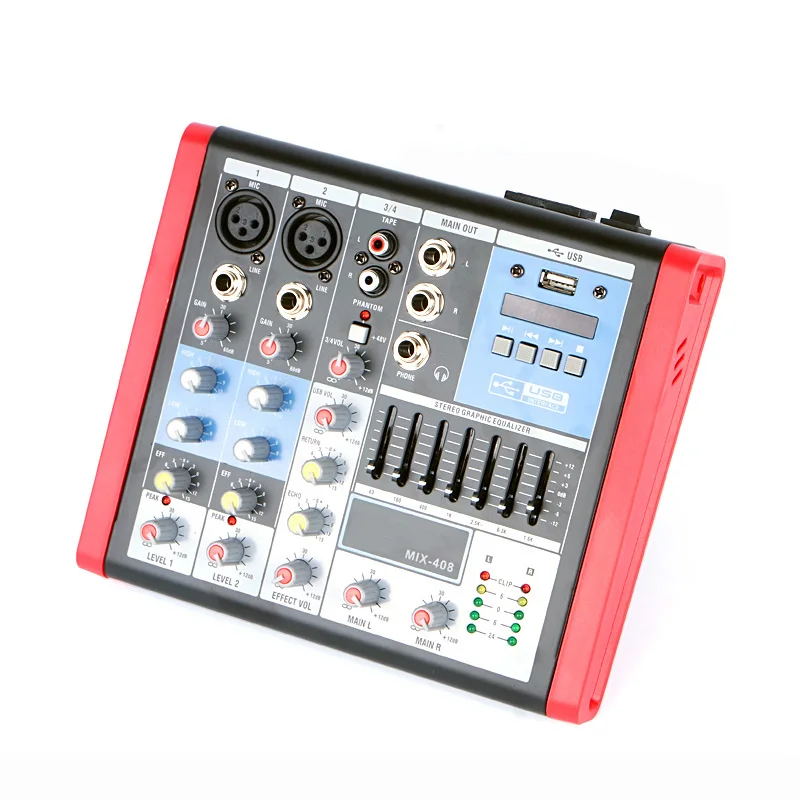 

Free Shipping Professional Mini Audio Mixer Console 4 Channel Mixing Small Sound Equipment Amplifier DJ Line Gain Return Effect