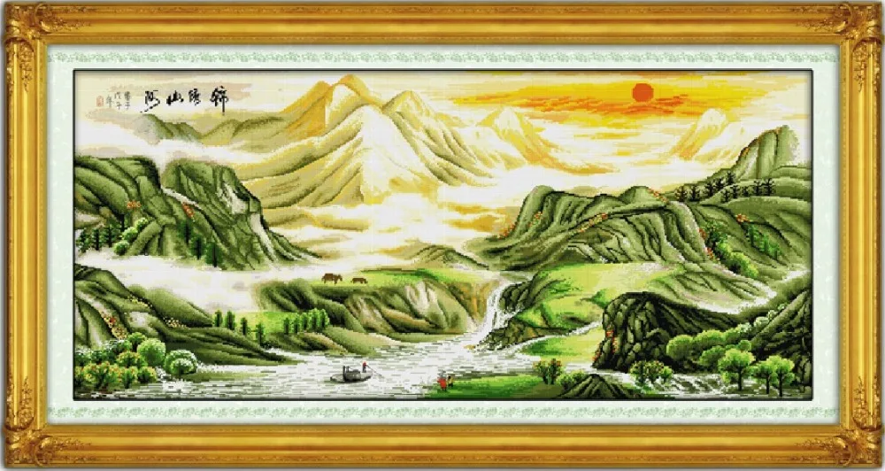 Beautiful landscape(1) cross stitch kit Chinese counted aida fabric 14 11ct hand embroidery DIY handmade needlework supplies bag | Дом и сад