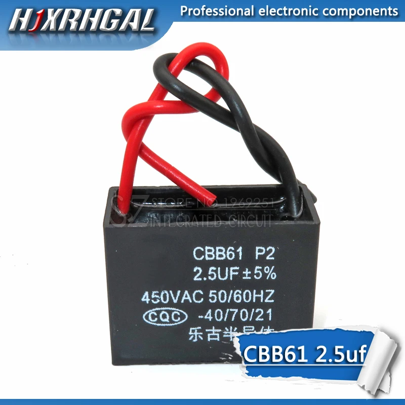 5PCS CBB61 2.5UF start capacitor hanging Fan soot motor air conditioner 450VAC starting capacitance hjxrhgal | Электронные