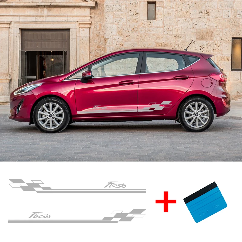 Виниловая наклейка с полосками сбоку для автомобилей Ford Fiesta 2 шт.|Наклейки на