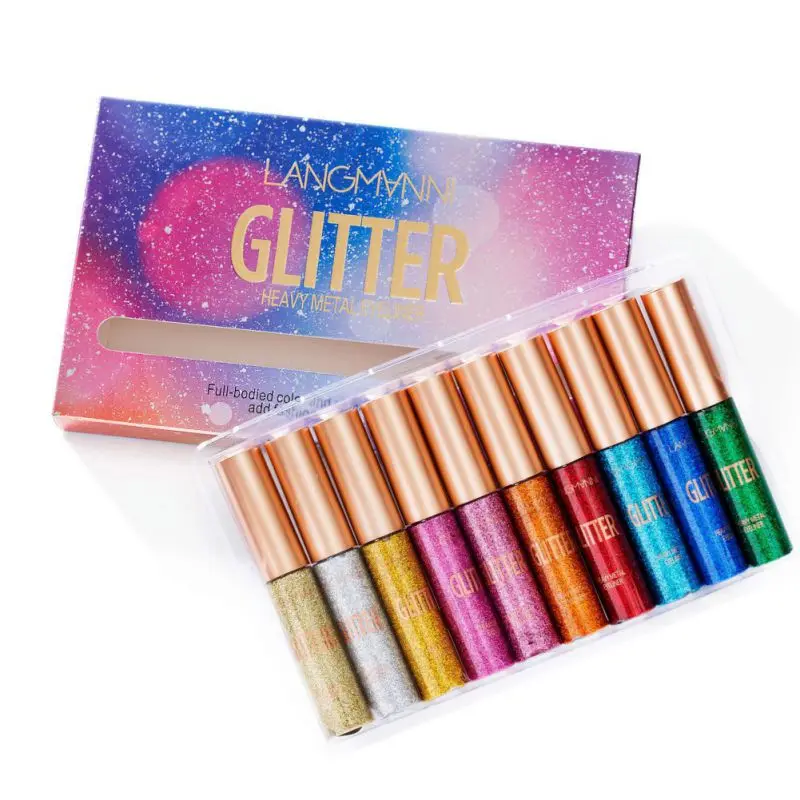 

10 Pcs/Set Pop Glitter Eyeliner Pen Makeup Liquid Eyeshadow Highlighter Easy to Wear Beauty Make Up Cosmetics Kits