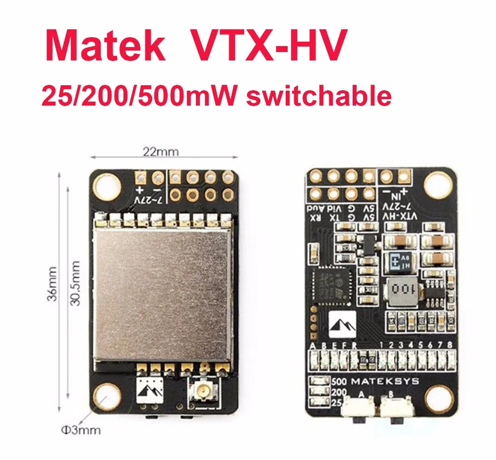 Matek 5,8G 40CH 25/200/500 mW umschaltbar видео Отправитель VTX-HV mit 5 V/1A BEC ausguang