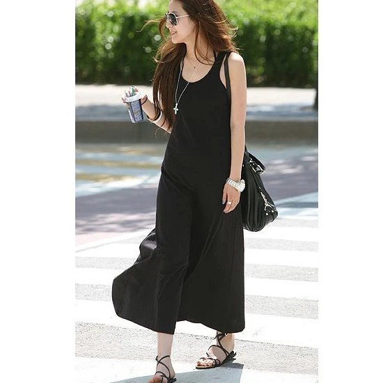 Long black cotton dress Clearance