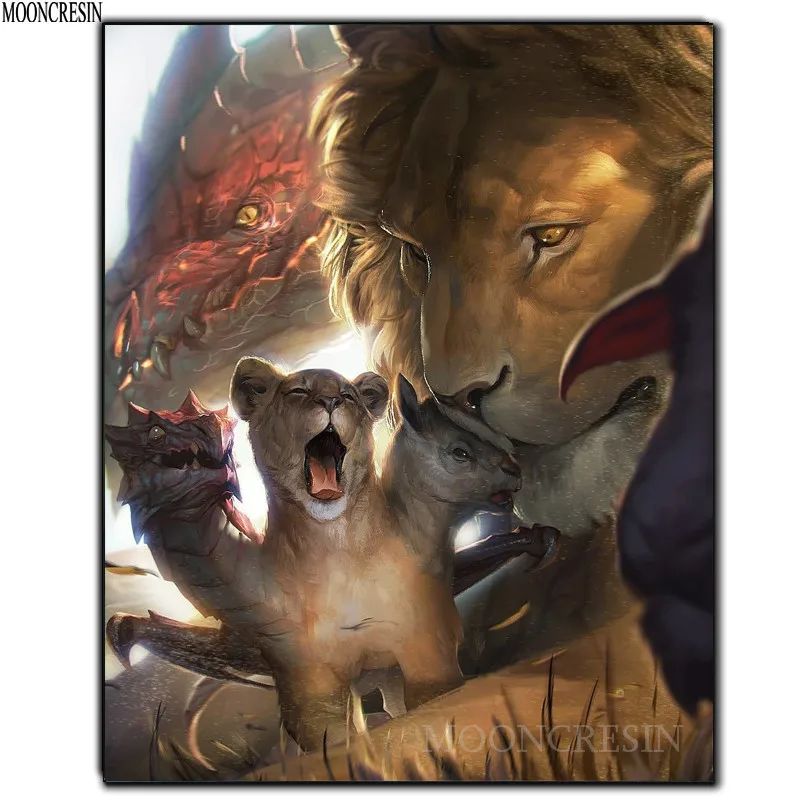 

5D DIY Diamond Embroidery Bat & Lion Diamond Painting Cross Stitch Square Full Diamond Mosaic Decoration Rhinestones Animals Kit