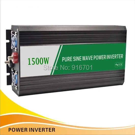 

1500W Off Grid Inverter, 12V/24VDC to 110V/220VAC Pure Sine Wave Single Phase Solar or Wind Power Inverter, Surge Power 3000W