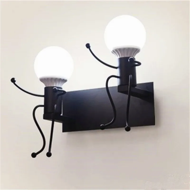 

Modern Cartoon Doll Wall Light LED Creative Mounted Iron Sconce Lighting Lamp for Kids Baby Room Living Room Bedroom Decoration