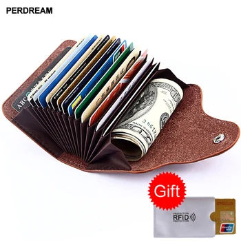 

Fashion Organ Card Holder for Man Genuine Leather Women Credit Card Holder Candy Color Coin Purses Strap Buckle female Wallet