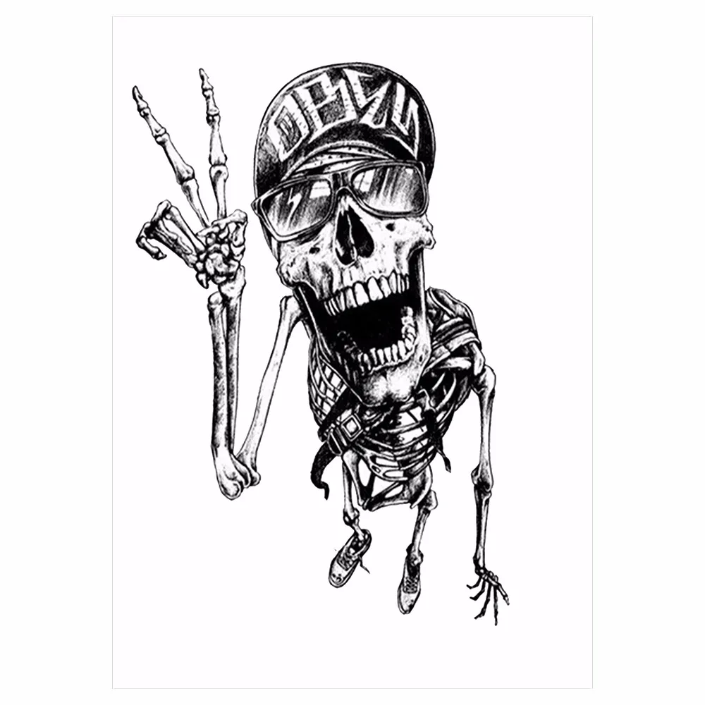 1 PC Flower Arm Decal Temporary Tattoo KM-096 Taking a Human Skeleton Picture Style Sweatproof Non-toxic Body Art Tattoo Sticker (2)