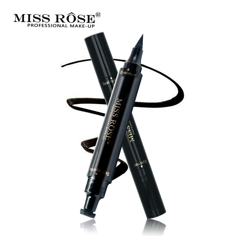 Miss Rose Waterproof Eyeliner Stamp Double head Black Long Lasting...