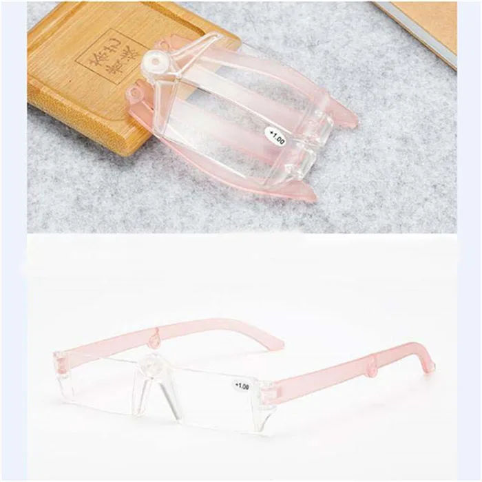 Складные очки без оправы для чтения, лупа, удобный стиль Beetle, очки для чтения из смолы для пожилых людей+ 1,0+ 1,5+ 2,0 до+ 4,0 - Цвет оправы: Pink