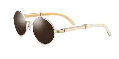 Мужские поляризованные солнцезащитные очки с натуральным рогом UV400, Винтажные Солнцезащитные очки с коробкой, чехол, размер: 55-20-145мм - Цвет линз: Black Lens