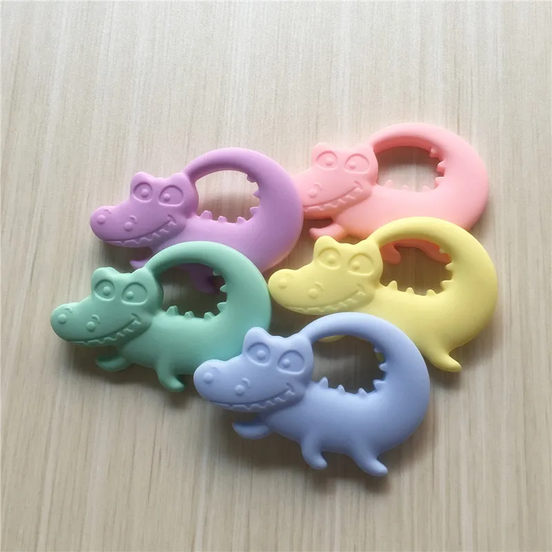 

Chenkai 10PCS BPA Free Silicone Crocodile Teether Baby Pacifier Dummy Teething Pendant Nursing DIY Sensory Food Grade Animal Toy