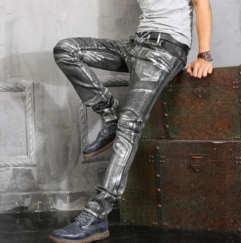 New Top Quality Spring New Fashion Mens Punk Silver Paint Pants Slim Fit Long Mid Waist Skinny Jeans Causal Trousers Size 28-42 HTB1EvdlSXXXXXbxXpXXq6xXFXXX5 - New Top Quality Spring New Fashion Mens Punk Silver Paint Pants Slim Fit Long Mid Waist Skinny Jeans Causal Trousers Size 28-42