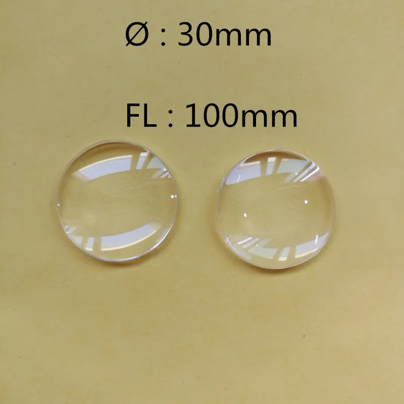 

10 pcs PMMA Plano convex lens diameter 30mm focal length 100mm