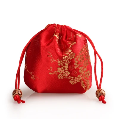Круглым дном Drawstring тканевый мешок для подарков Рождество свадебная сумка для конфет подарочные пакеты для вечеринки китайского шелка парчи ювелирных изделий мешок 50 шт./