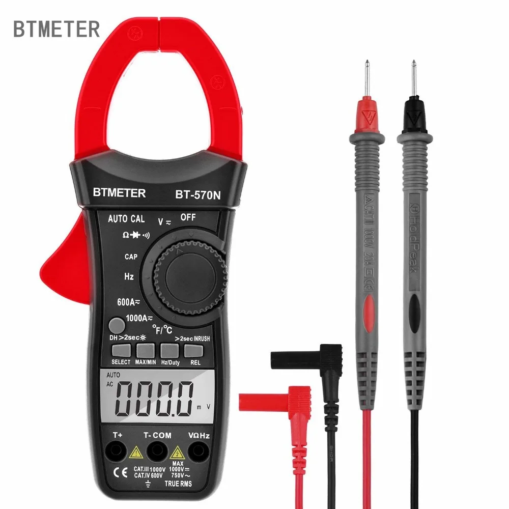 Цифровой токоизмерительный клещи BT-570N истинным среднеквадратичным значением, переменный/постоянный ток напряжение Авто Диапазон 6000 дисплей Напряжение тест er метр, пусковой ток тест