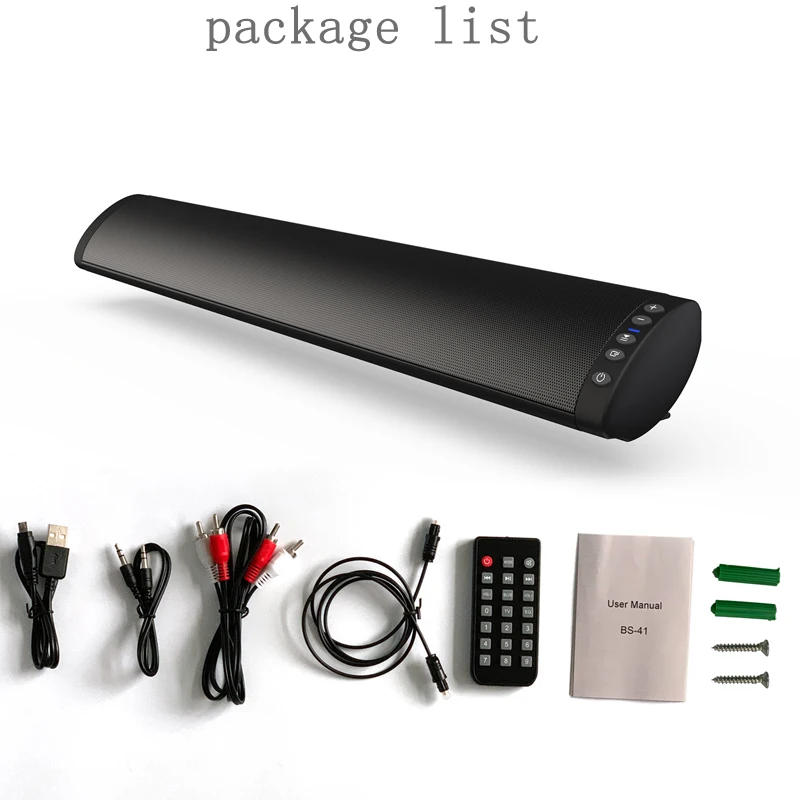 YINEW Bluetooth 5.0 FM Soundbar Wireless Speaker 20W Home Theater Column Surround Sound System Stereo Wall-Mounted Speaker
