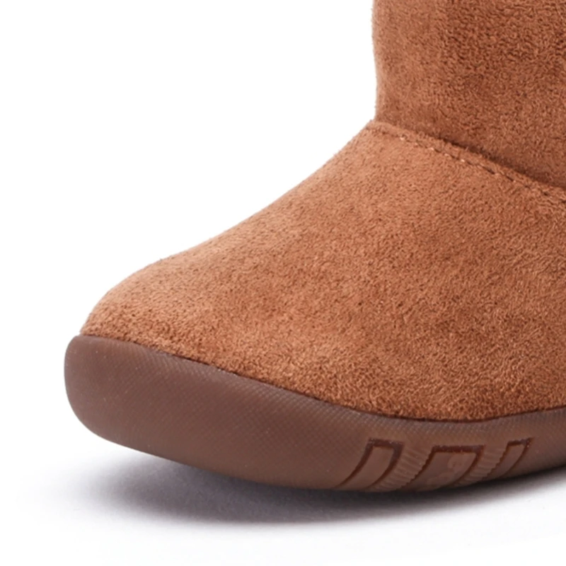 Balabala Baby Boy Girl Soft Fleece-Lined Ankle Boots First Walkers for Infant Newborn Babys Loop Fastener with Logo Embroidery