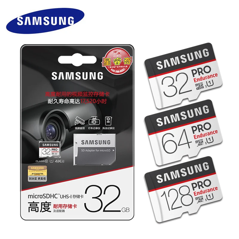 

SAMSUNG Memory Card Micro SD PRO Endurance 100MBs 128GB 64GB 32GB SDXC SDHC Class 10 C10 UHS-I Trans Flash Microsd adapter