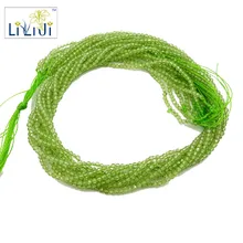 Lii Ji натуральный перидот круглой формы граненые бусины 2 мм DIY ювелирных изделий ожерелье браслет около 33 см 2 шт
