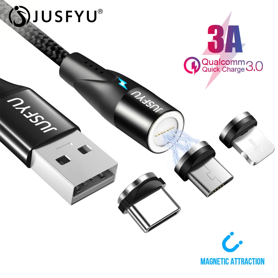 

1M 3A Magnetic Cable Fast Charging Type C Cable For iPhone Charger Data Charge Micro USB Cable Quick Charge 3.0 USB C Cable