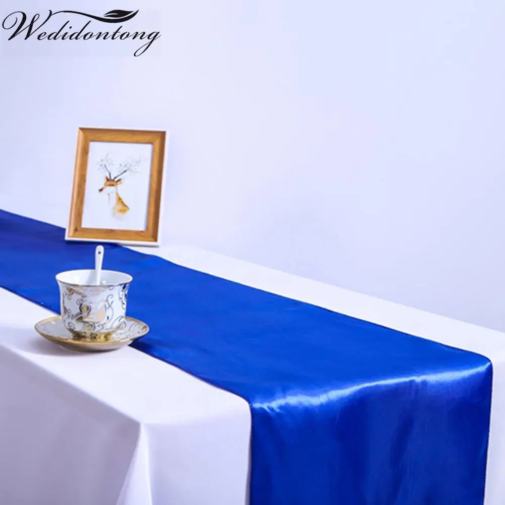 30*275cm Modern Satin Table Runner Blue Fabric Polyester Christmas