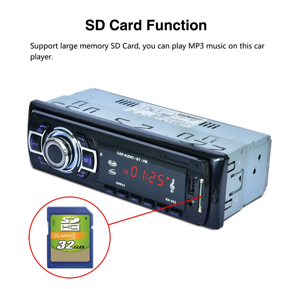 Автомагнитола 12 В стерео MP3 плеер с поддержкой USB / SD FM/AUX пульт дистанционного