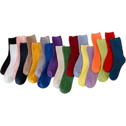 Женские повседневные носки, винтажные двухигольчатые одноцветные вертикальные носки U8005