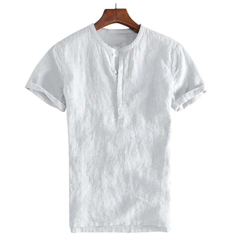 INCERUN 2019 повседневное рубашки с воротником-стойкой Masculina Camisa Slim Fit человек одежда плюс размеры 5XL летние белые рубашки для мужчин футболки