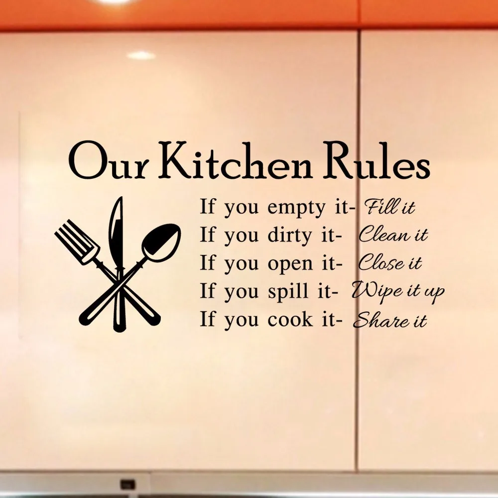 1PCS Kitchen Rules Vinyl Wall Stickers for Kids Room Lettering Art Quote Decals Home Poster Sofa Wall Decoration 6D 1PCS Kitchen Rules Vinyl Wall Stickers for Kids Room Lettering Art Quote Decals Home Poster Sofa Wall Decoration 6D