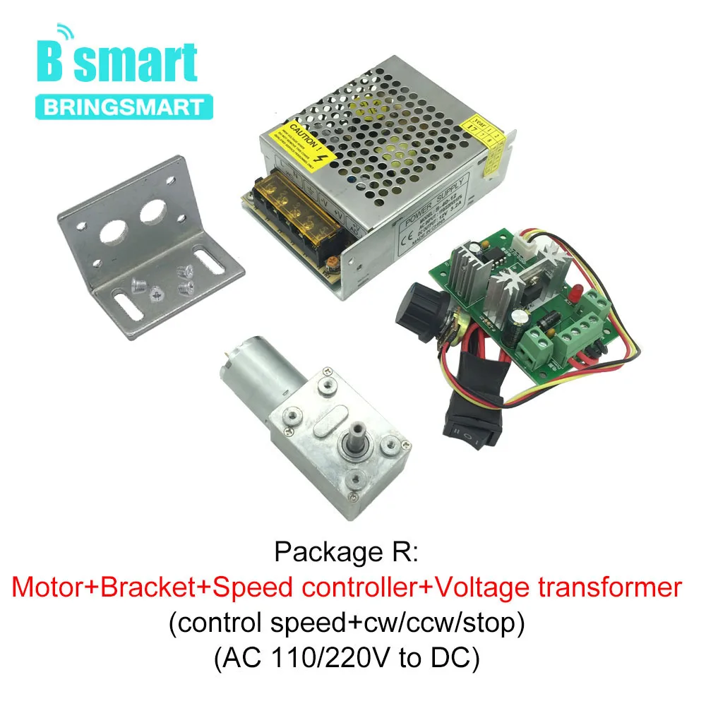 Bringsmart JGY-370 червячный мотор-редуктор с высоким крутящим моментом 12 вольт электродвигатель редуктор 6 в блок питания двигателя кронштейн контроллера