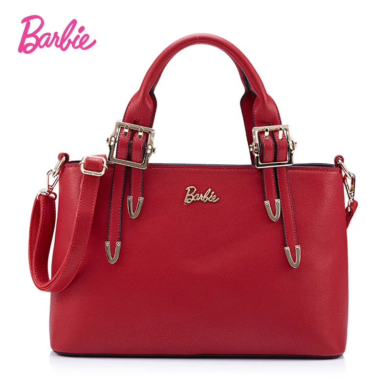 Barbie Solid Retro patent PU leather handbag Classic Casual Tote bag