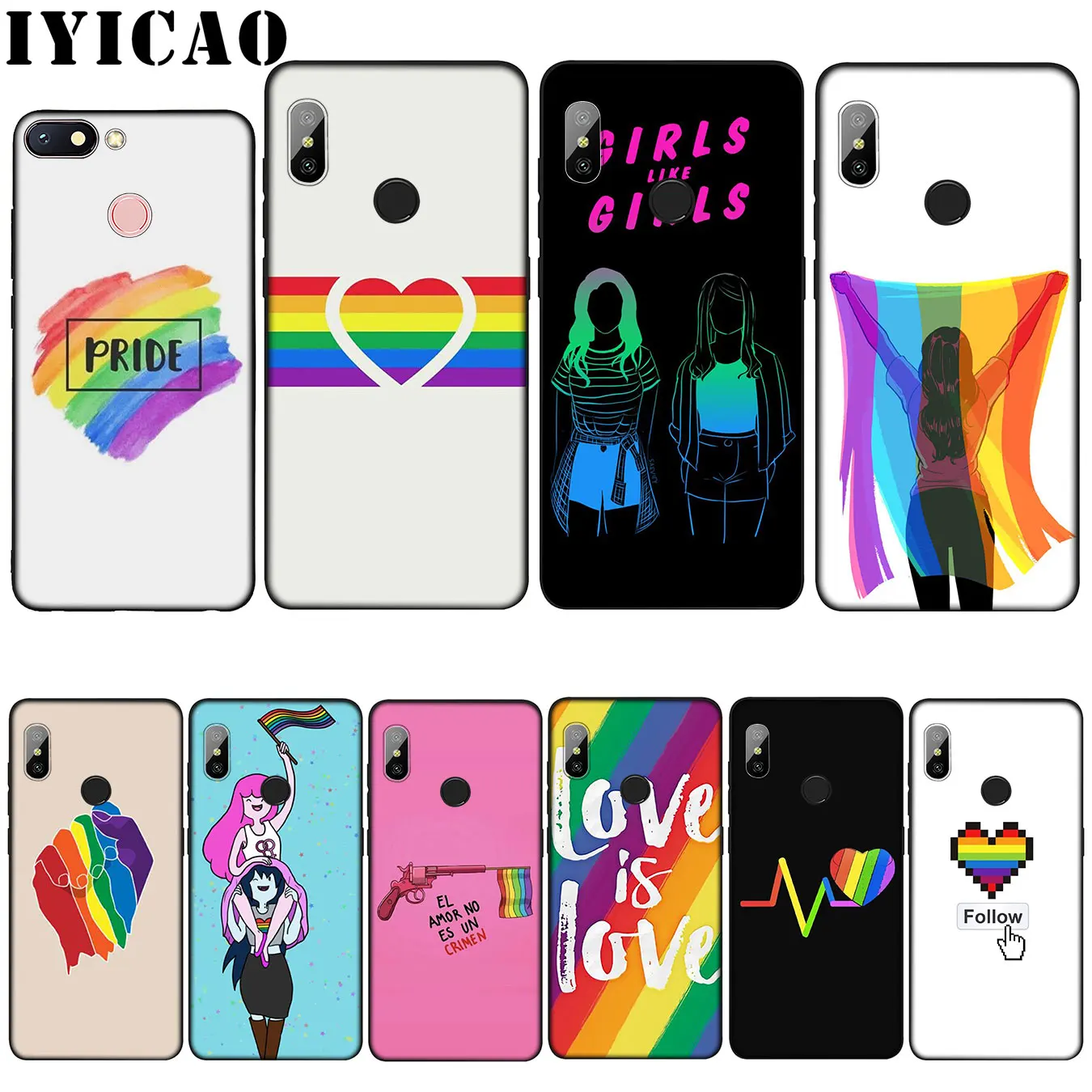 

IYICAO Gay Lesbian LGBT Rainbow Soft Silicone Case for Xiaomi Mi 9 8 A2 Lite A1 6 pocophone f1 MAX 3 mi9 mi8 mia2