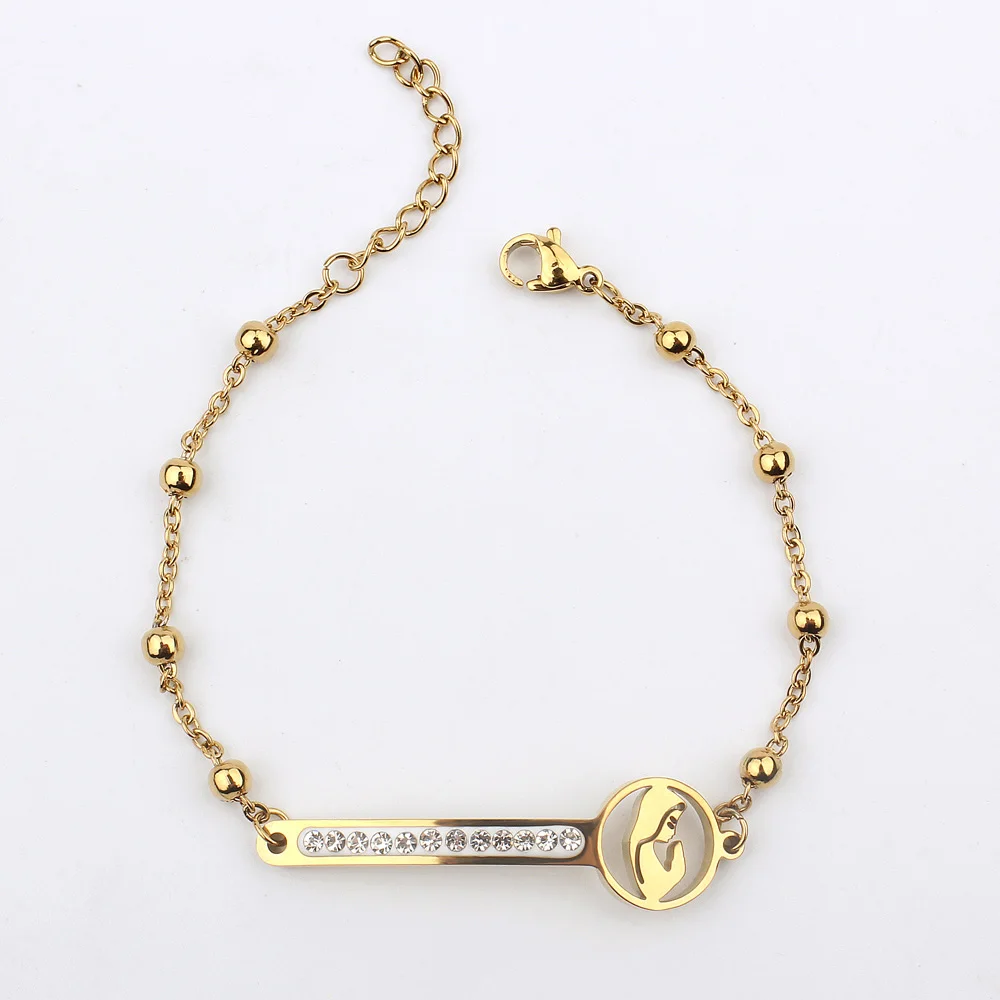 FINE4U B134 роскошные украшения с цирконами нержавеющая сталь звено цепи браслет сердце Древо жизни монеты браслеты для женщин - Окраска металла: Gold4