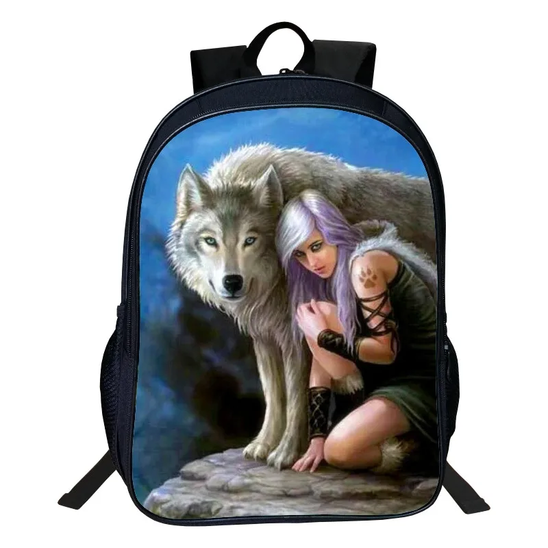 

2019 New Arrivals Polyester 16-Inches Printing European Style Animal Wolf Boys School Bags for Tennagers Girls School Backpacks