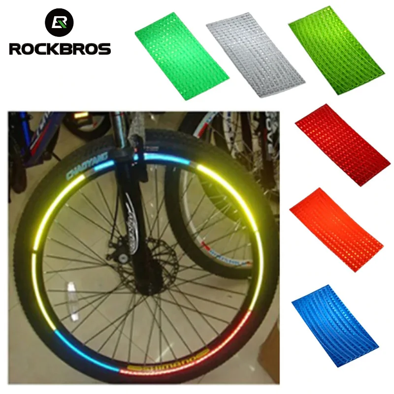 

ROCKBROS Bicycle Reflective Sticker Bike Wheel Rim DIY Light Decal Stickers Cycling Safe Protector Accessories 6Colors 6pcs/pack