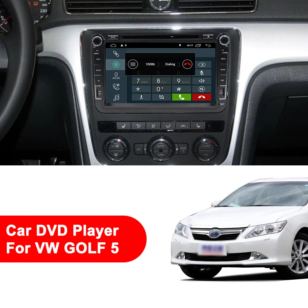Eunavi 2 Din четырехъядерный 8 ''Android 10 автомобильный dvd плеер для VW Tiguan Touran Passat B6 GOLF 5 6