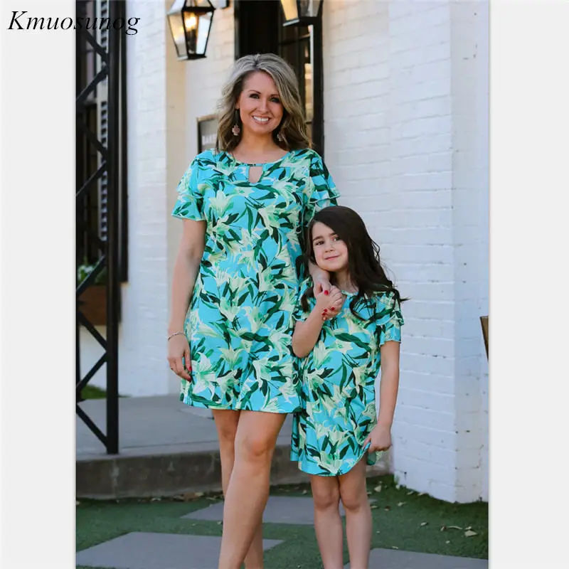 

Family Matching Clothes Summer Dress 2019 Print Mother Daughter Dresses Autumn matching outfits Family Look mom daughter C0359