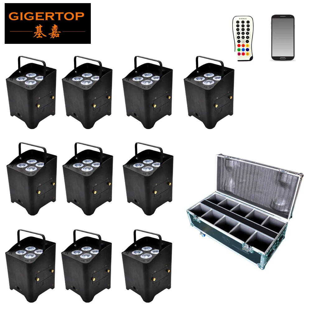 TIPTOP 10 Pack Wedding Lighting Built in 2.4G Transceiver Rechargeable